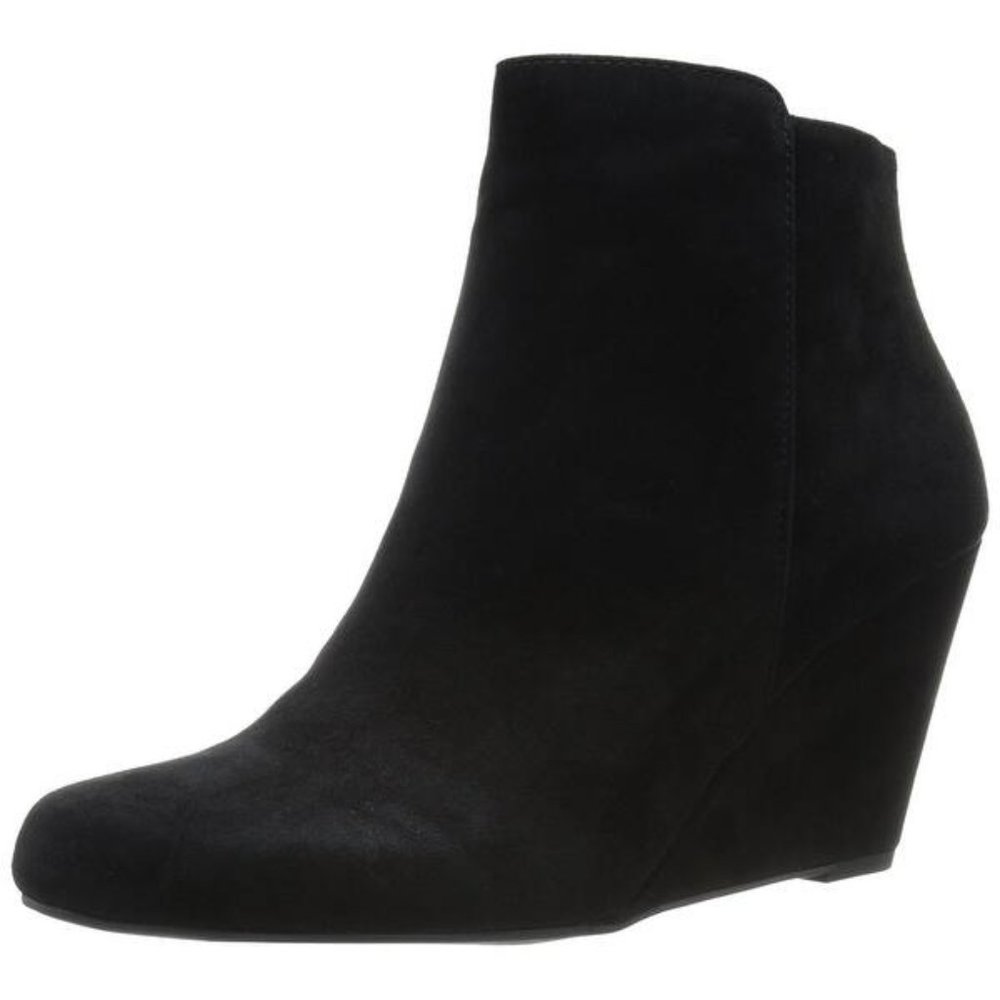 J. Simpson Leather Black Suede Wedge Booties 6.5